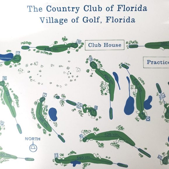 Vintage The Country Club of Florida Village Golf Course Glass Trinket Dish Map